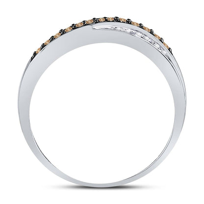 10k Yellow Gold Round Brown Diamond Crossover Band Ring 1/4 Cttw Size 10