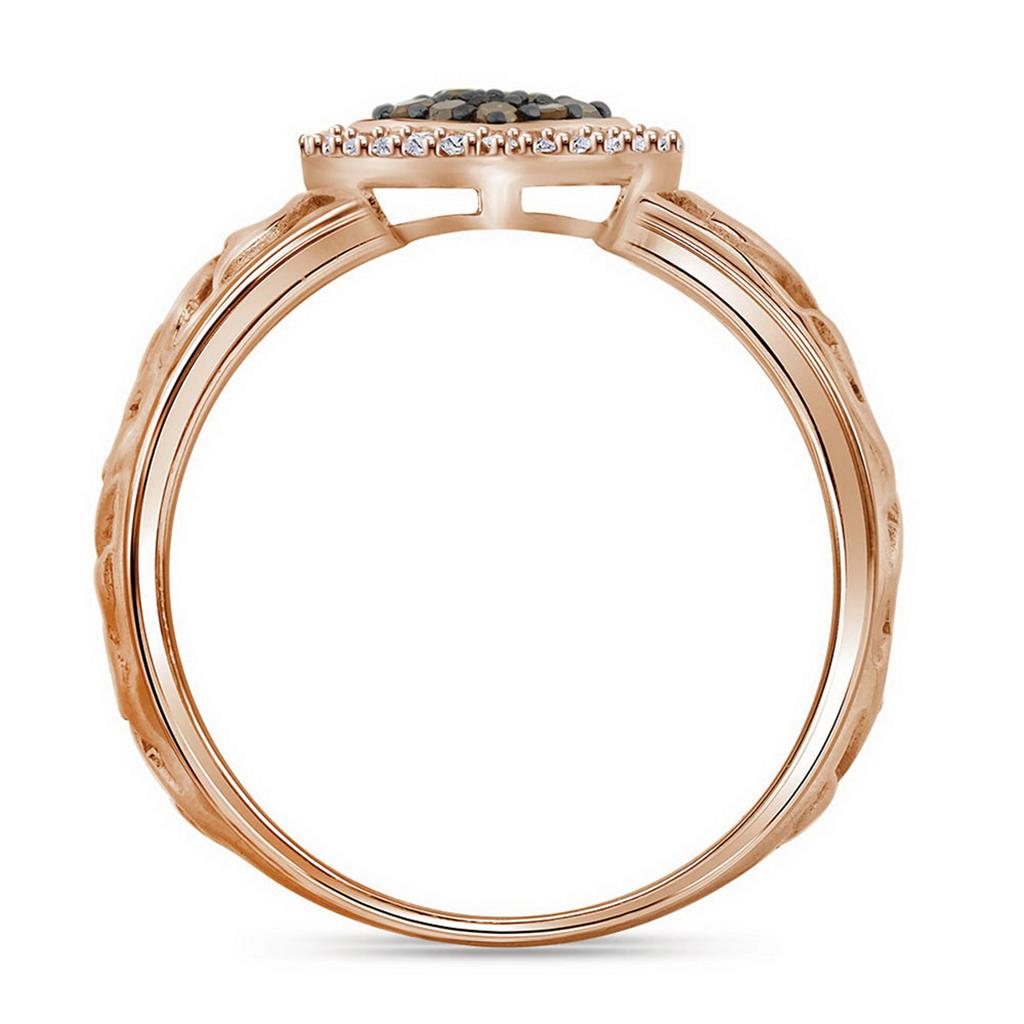 Champaign and White Natural Diamond Heart Love Promise Ring in 10K Rose Gold