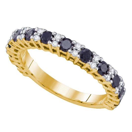 10k Yellow Gold Black Diamond Wedding Band Ring 1 Cttw