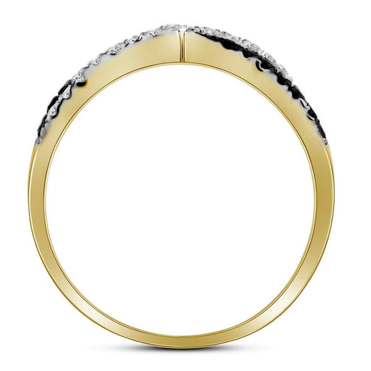 10k Yellow Gold Round Black Diamond Band Ring 1/3 Cttw
