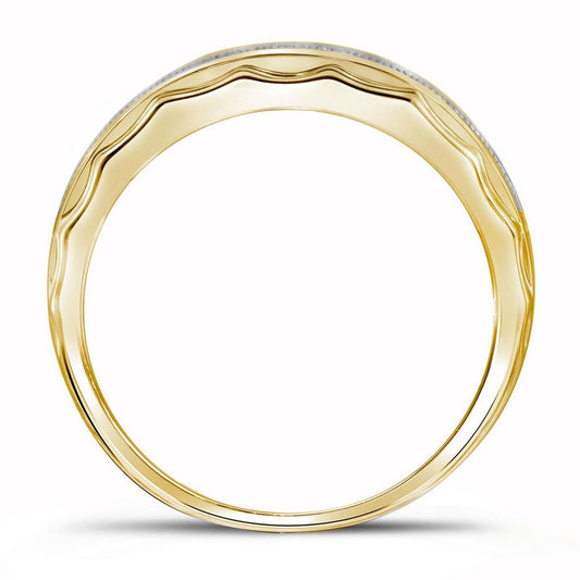 10k Yellow Gold Round Diamond Wedding Scalloped Edge Band Ring 1/5 Cttw