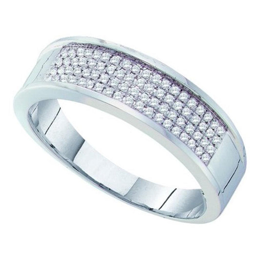 14k White Gold Round Diamond Wedding Pave Band Ring 1/4 Cttw