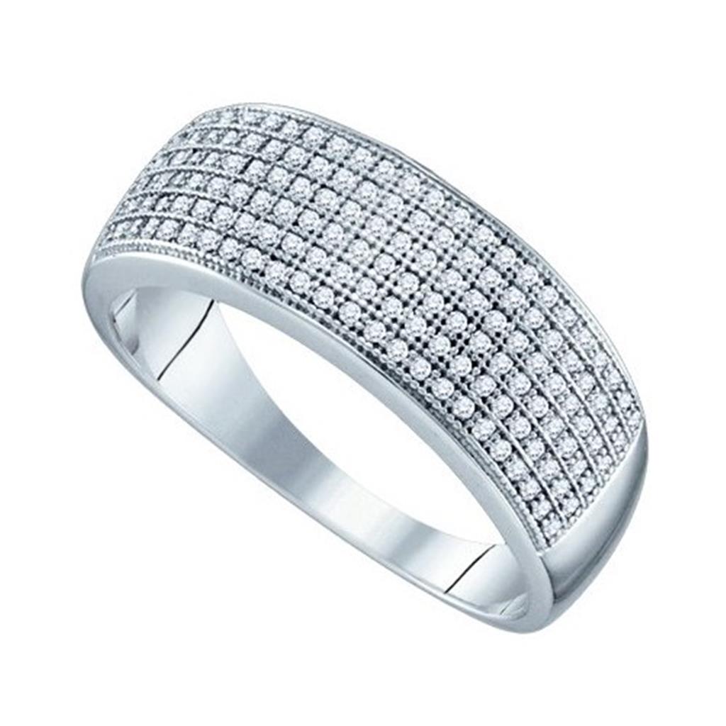 14k White Gold Round Diamond Wedding Pave Band Ring 1/2 Cttw