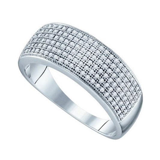 14k White Gold Round Diamond Wedding Pave Band Ring 1/2 Cttw