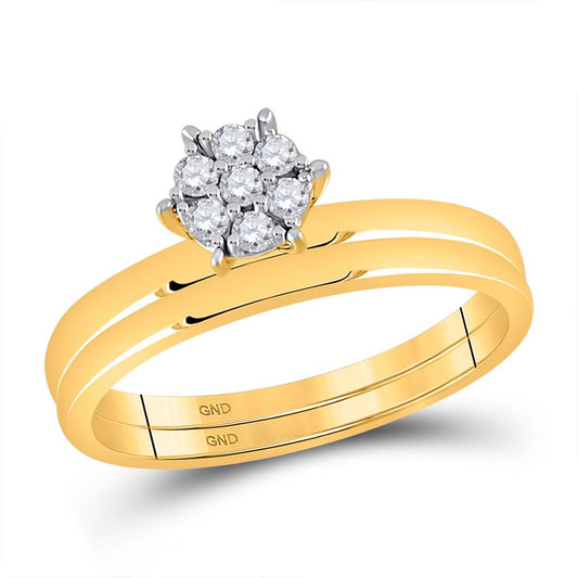 10k Yellow Gold Diamond Bridal Wedding Ring Set 1/6 Cttw