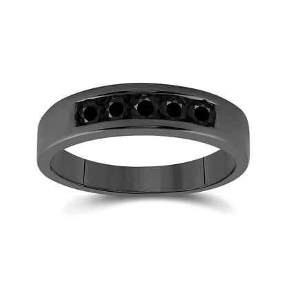 Sterling Silver Black Diamond Wedding Anniversary Band 5/8 Cttw