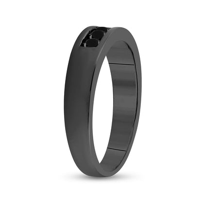 Sterling Silver Black Diamond Wedding Anniversary Band 5/8 Cttw