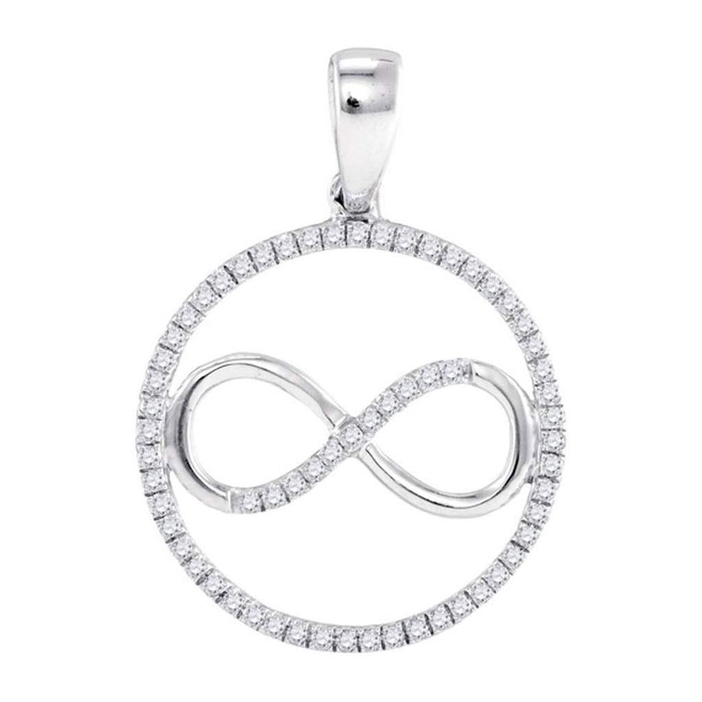 Sterling Silver Round Diamond Infinity Circle Pendant 1/4 Cttw