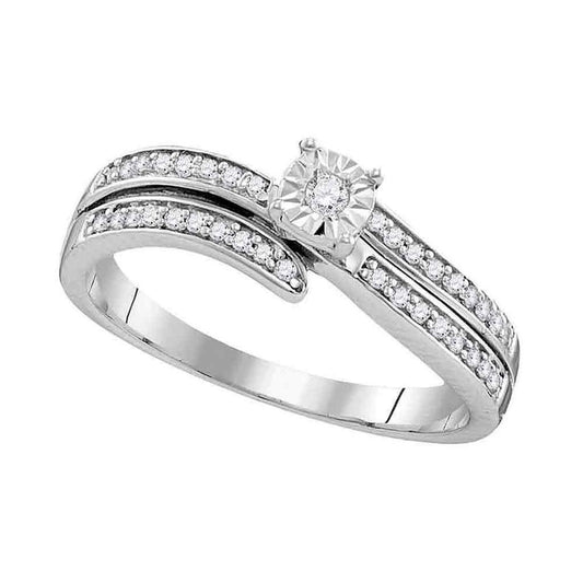 Sterling Silver Round Diamond Solitaire Bridal Engagement Ring 1/5 Cttw