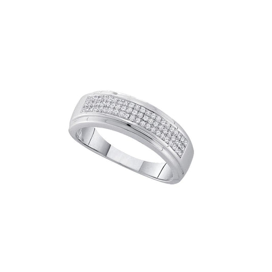 Sterling Silver Round Diamond Wedding Pave Band Ring 1/5 Cttw
