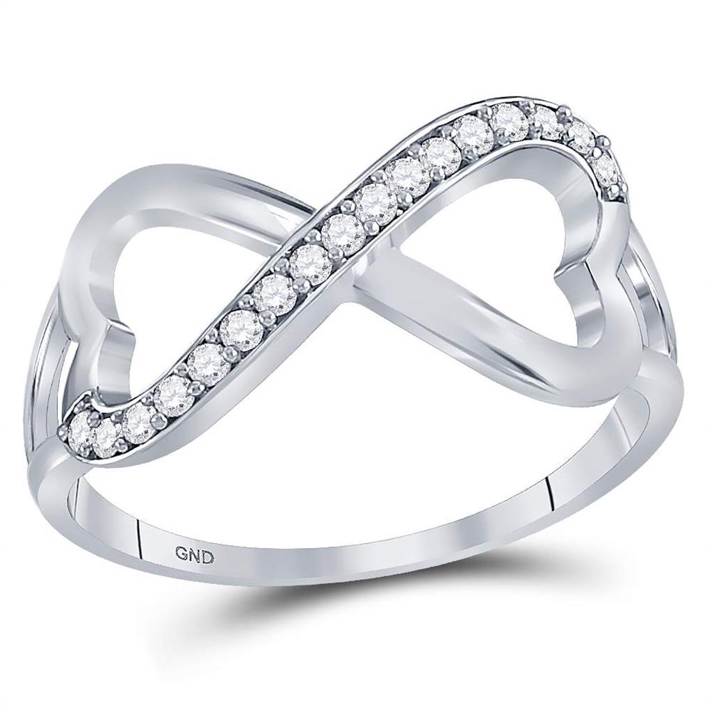 Sterling Silver White Diamond Infinity-weave Heart Band Ring 1/6 Cttw