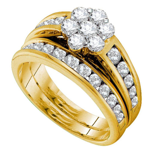 14k Yellow Gold Diamond Bridal Wedding Ring Set Cttw