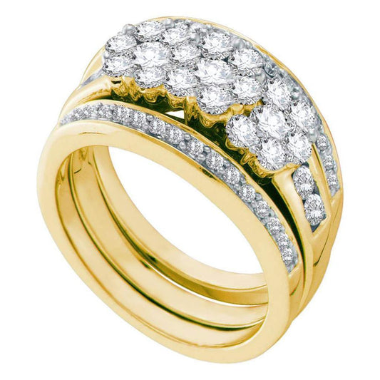14k Yellow Gold Round Diamond Bridal Wedding Ring Set 1-1/2 Cttw