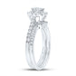 14k White Gold Princess Diamond Halo Bridal Wedding Ring Set 1 Cttw