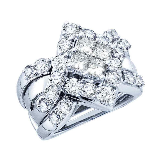 14k White Gold Diamond Bridal Wedding Ring Set Cttw