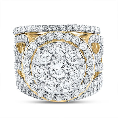 14k Yellow Gold Round Diamond Halo Bridal Wedding Ring Set 4 Cttw