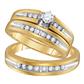 10k Yellow Gold Round Diamond Solitaire Matching Wedding Ring Set 1/2 Cttw