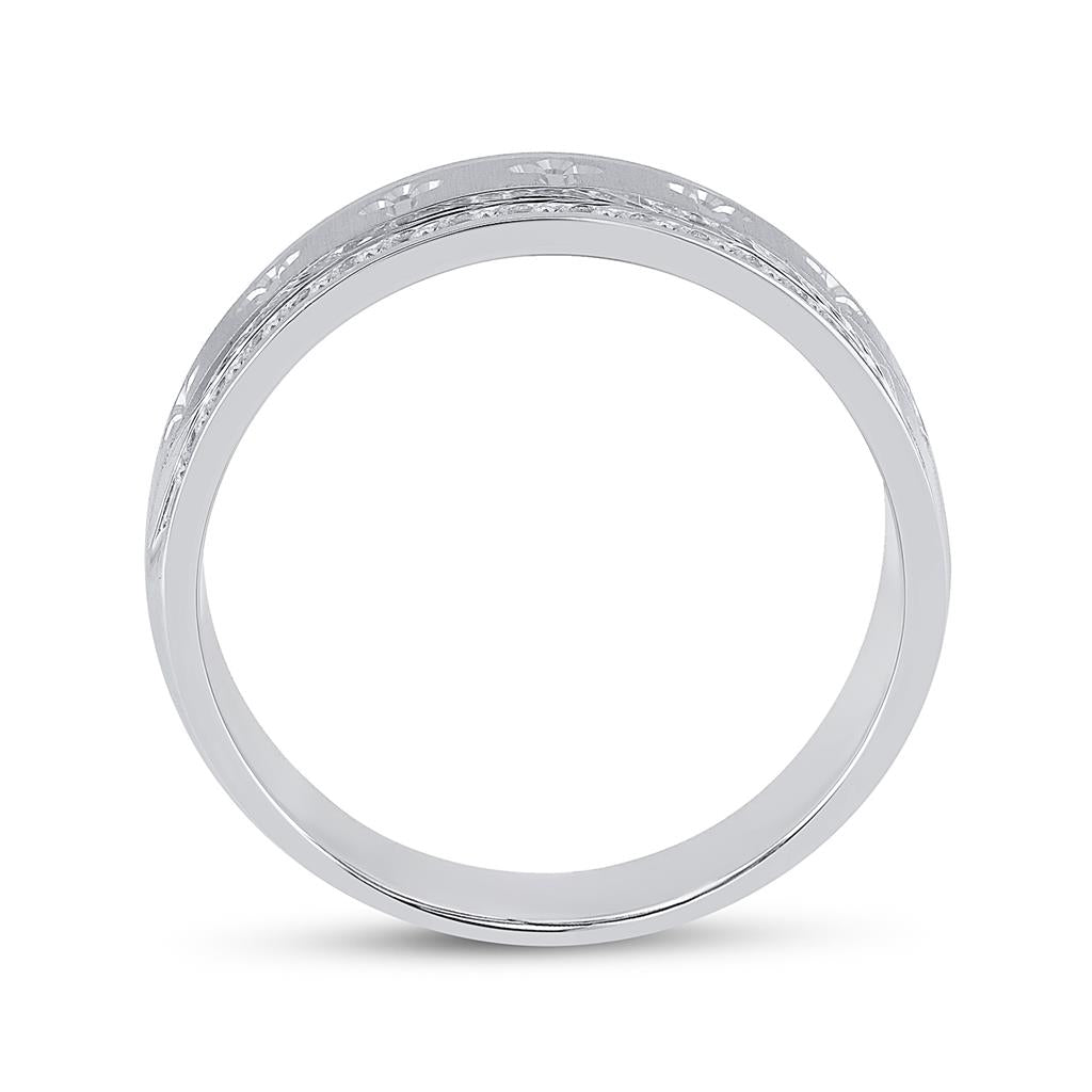 14k White Gold Round Diamond Wedding Cross Band Ring 1/2 Cttw
