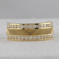 14k Yellow Gold Round Diamond Double Row Textured Wedding Band Ring 1 Cttw