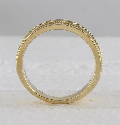 14k Yellow Gold Round Diamond Double Row Textured Wedding Band Ring 1 Cttw