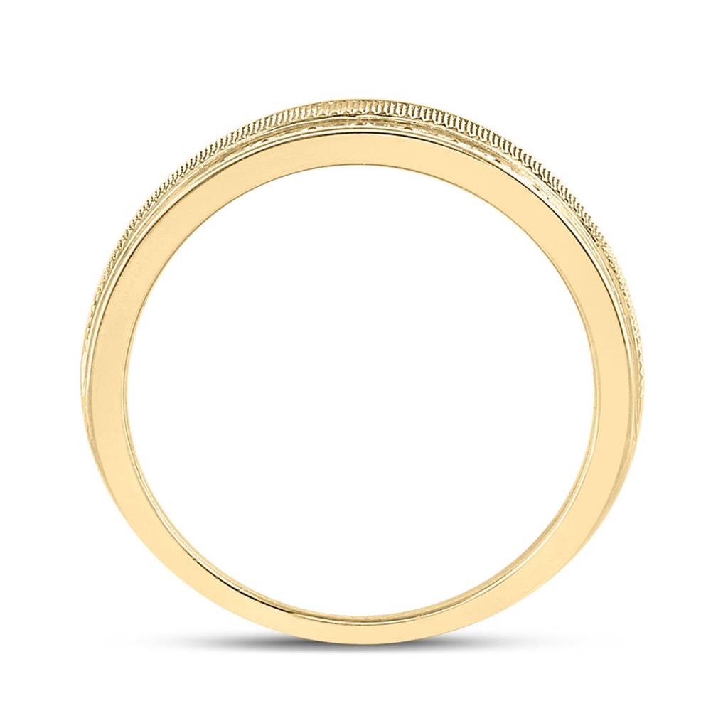 14k Yellow Gold Round Diamond Double Row Textured Wedding Band Ring 1 Cttw