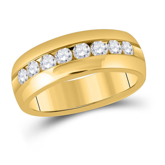 14k Yellow Gold Round Diamond Wedding Band Ring 1 Cttw