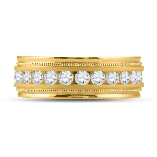 14k Yellow Gold Round Diamond Wedding Single Row Band Ring 1 Cttw