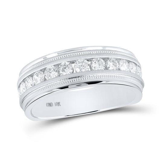 14k White Gold Round Diamond Wedding Single Row Band Ring 1 Cttw