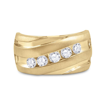 10k Yellow Gold Round Diamond Wedding Anniversary Band Ring 1 Cttw