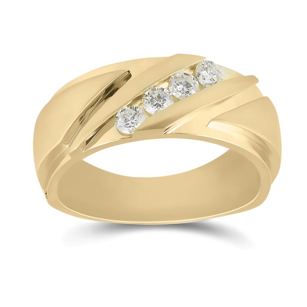 14k Yellow Gold Round Diamond Wedding Band Ring 1/2 Cttw