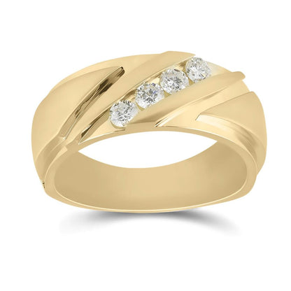 14k Yellow Gold Round Diamond Wedding Band Ring 1/2 Cttw