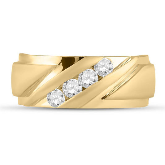 14k Yellow Gold Round Diamond Wedding Band Ring 1/2 Cttw