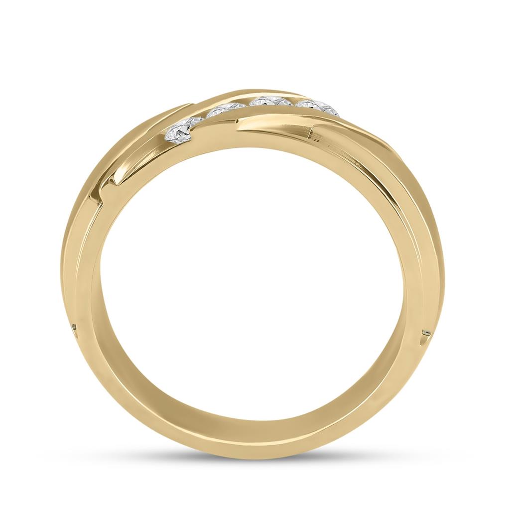 14k Yellow Gold Round Diamond Wedding Band Ring 1/2 Cttw