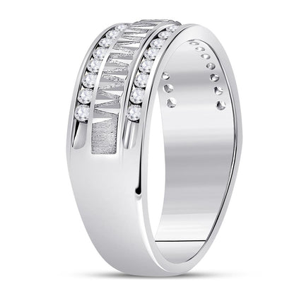 14kt White Gold Round Diamond Double Row Zigzag Wedding Band Ring 1/2 Cttw