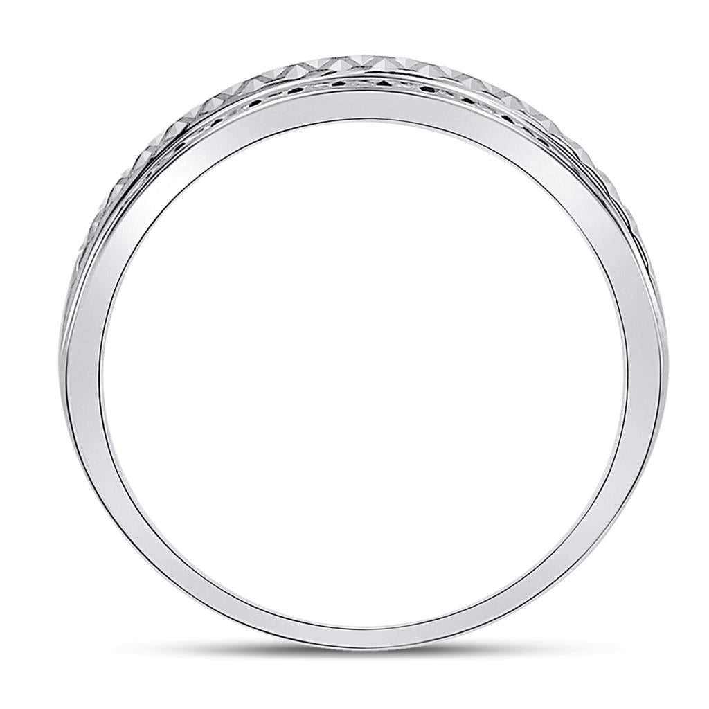 14kt White Gold Round Diamond Double Row Zigzag Wedding Band Ring 1/2 Cttw