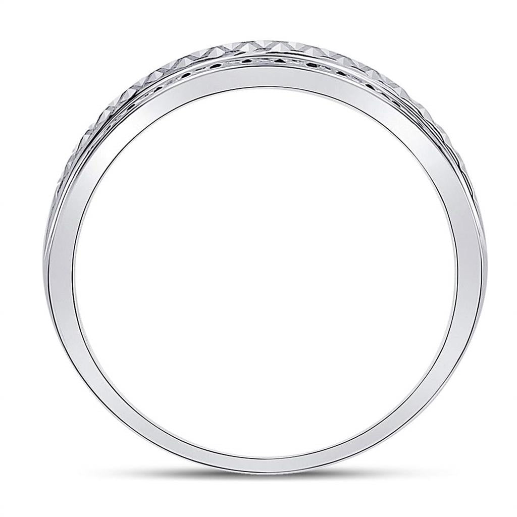 14kt White Gold Round Diamond Double Row Zigzag Wedding Band Ring 1/2 Cttw
