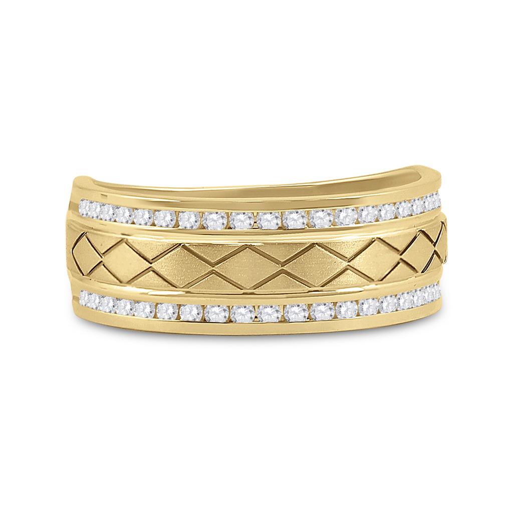 14k Yellow Gold Round Diamond Wedding Band Ring 1/2 Cttw