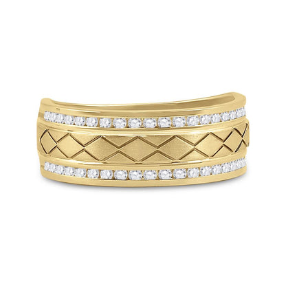 14k Yellow Gold Round Diamond Wedding Band Ring 1/2 Cttw