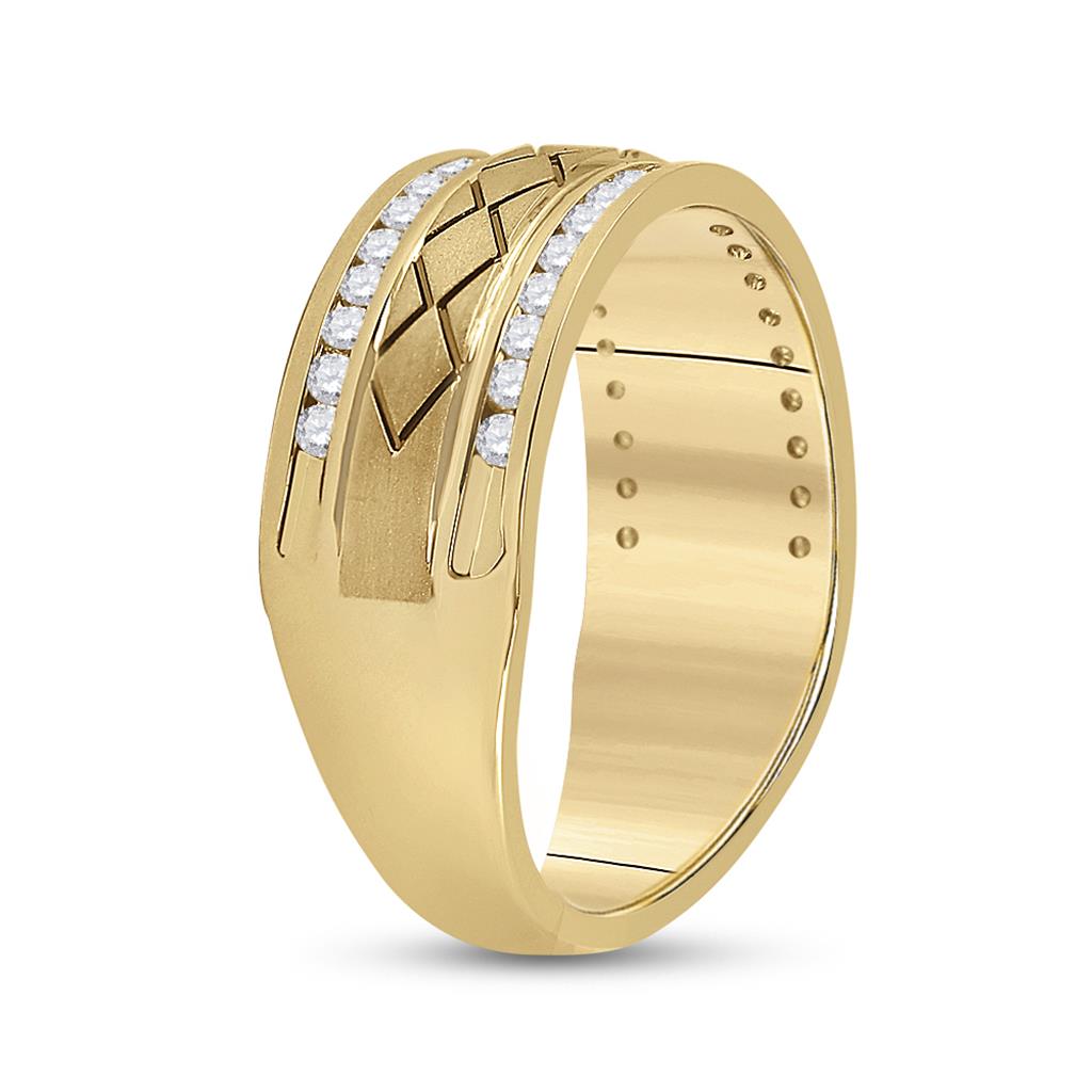 14k Yellow Gold Round Diamond Wedding Band Ring 1/2 Cttw
