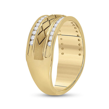 14k Yellow Gold Round Diamond Wedding Band Ring 1/2 Cttw