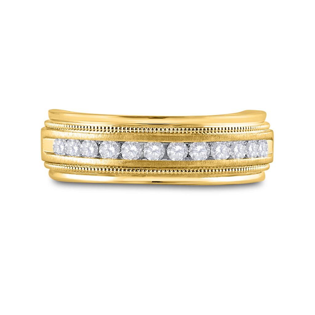 14k Yellow Gold Round Diamond Wedding Single Row Band Ring 1/2 Cttw