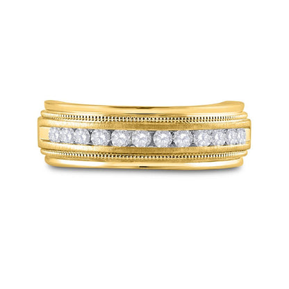 14k Yellow Gold Round Diamond Wedding Single Row Band Ring 1/2 Cttw