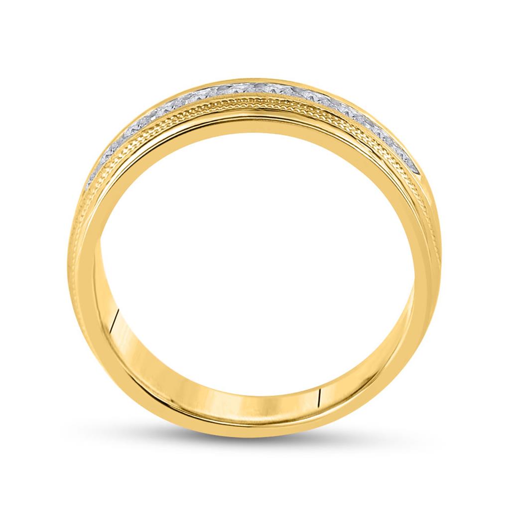 14k Yellow Gold Round Diamond Wedding Single Row Band Ring 1/2 Cttw