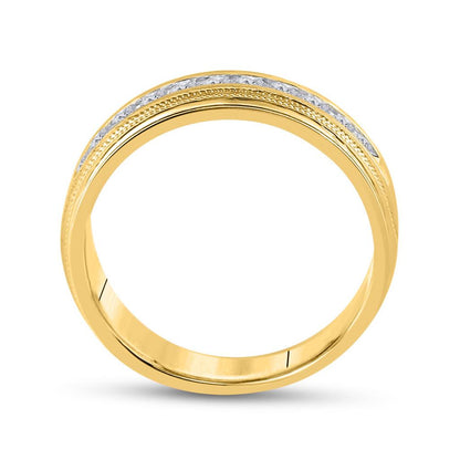 14k Yellow Gold Round Diamond Wedding Single Row Band Ring 1/2 Cttw