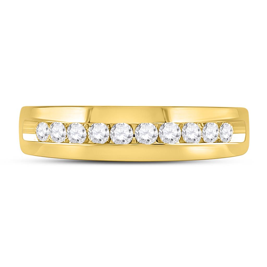 14k Yellow Gold Round Diamond Wedding Single Row Band Ring 1/2 Cttw