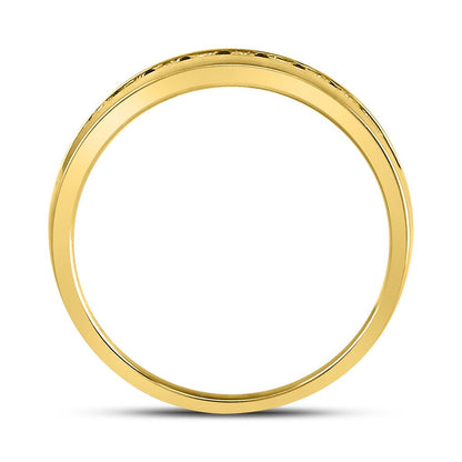 14k Yellow Gold Round Diamond Wedding Single Row Band Ring 1/2 Cttw