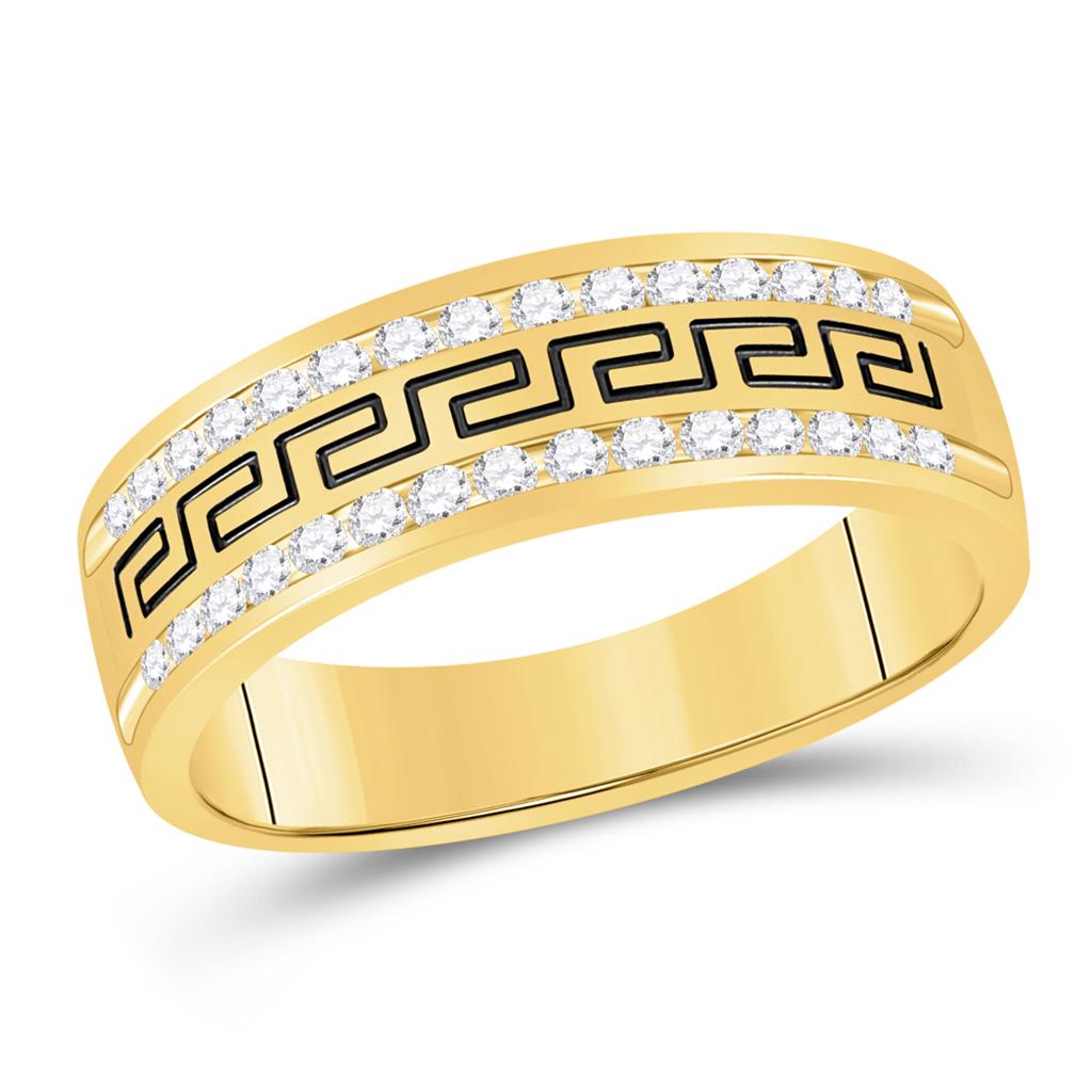 14k Yellow Gold Round Diamond Wedding Grecco Band Ring 1/2 Cttw