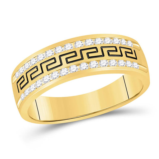 14k Yellow Gold Round Diamond Wedding Grecco Band Ring 1/2 Cttw