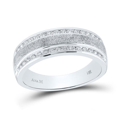 14k White Gold Round Diamond Grecco Wedding Anniversary Band 1/2 Cttw