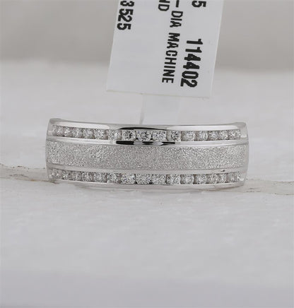 14k White Gold Round Diamond Grecco Wedding Anniversary Band 1/2 Cttw